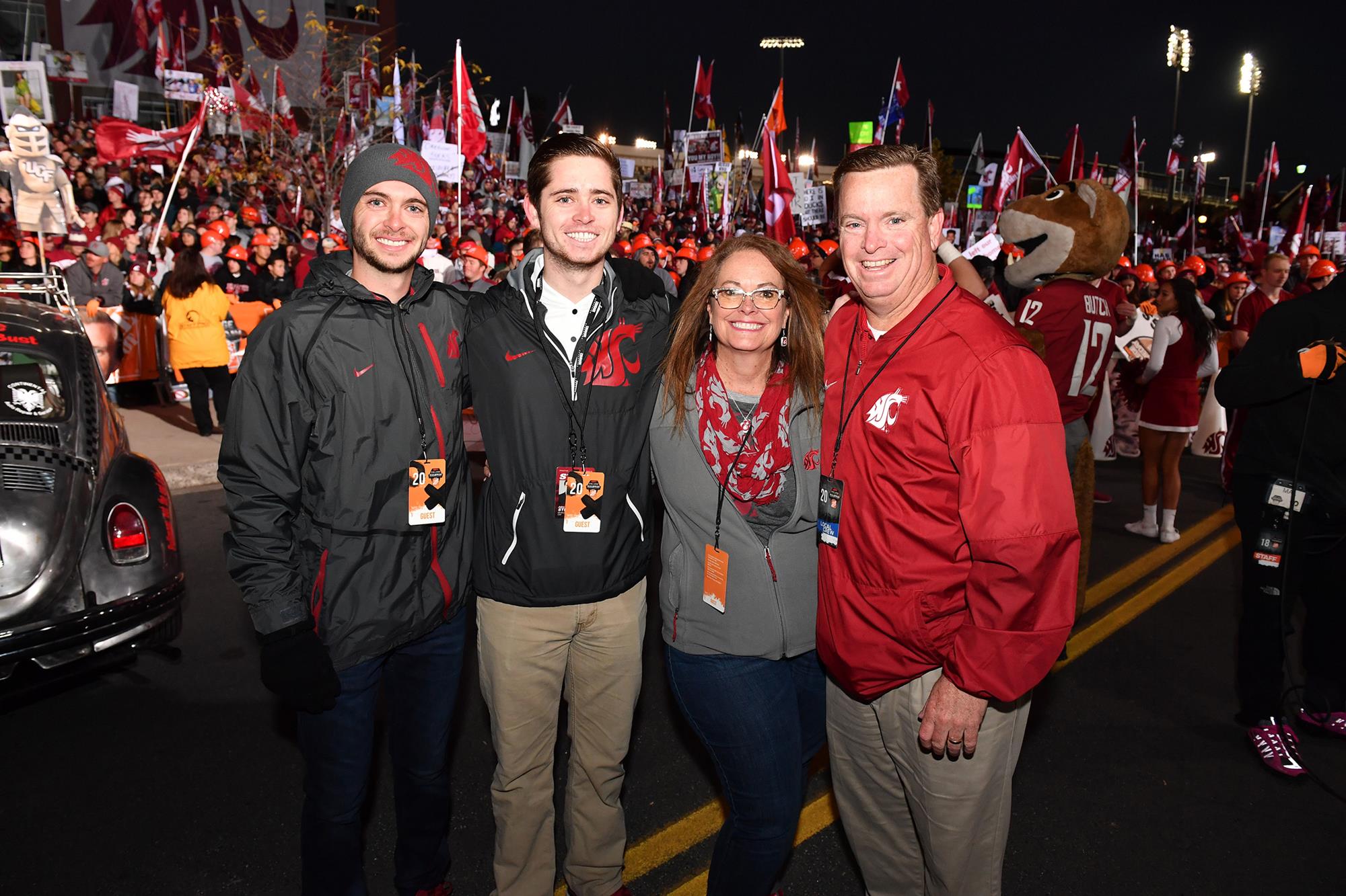 Stevens with his family on the set of ESPN's College GameDay.